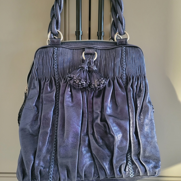 Isabella Fiore Handbags - Isabella Fiore Elegant Tassel Metallic Blue Women's Bag 13X14X4